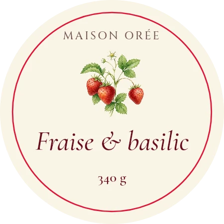 Modèle d'étiquette Botanique rond, palette Fraise