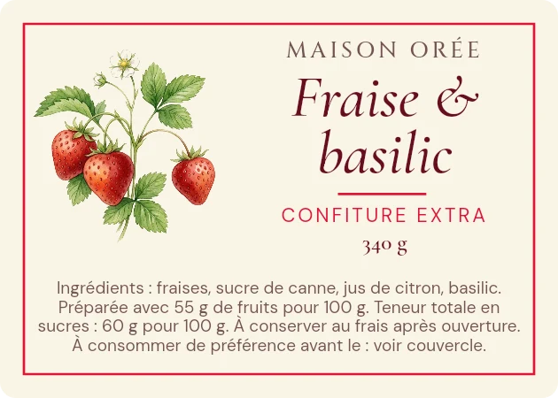 Modèle d'étiquette Botanique, palette Fraise