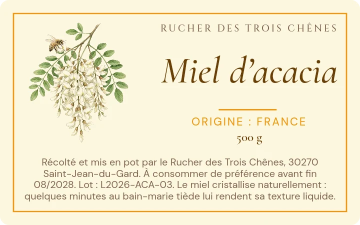 Modèle d'étiquette Botanique, palette Acacia